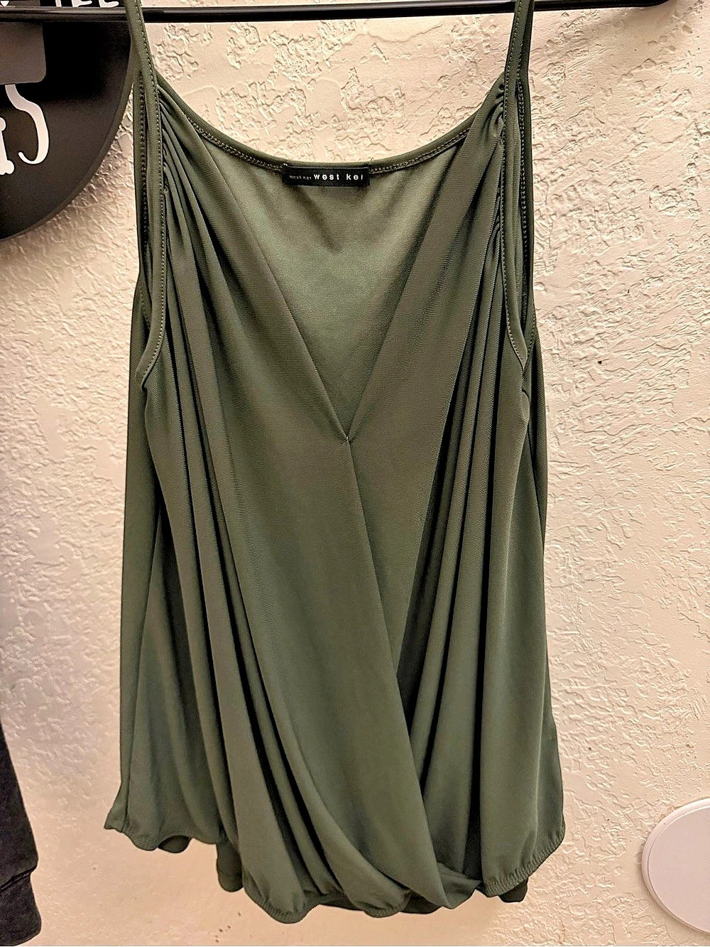 West Kei Olive Green Draped Sleeveless Top Size L